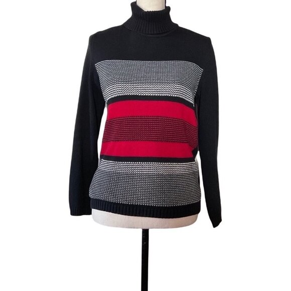 Karen Scott color block turtle oversize neck pull over sweater women XS - Picture 1 of 6